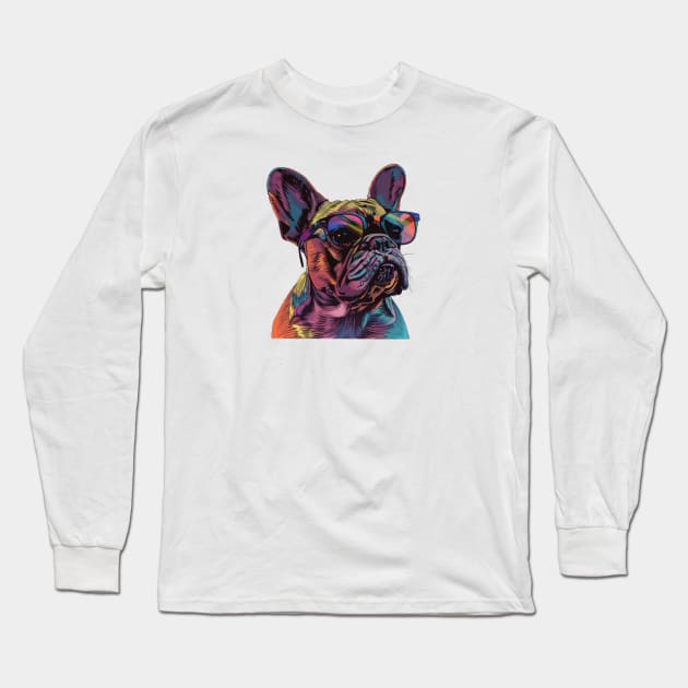 Frenchie Four-Eyes: The Sophisticated Side of Snuggles! Long Sleeve T-Shirt by Carnets de Turig